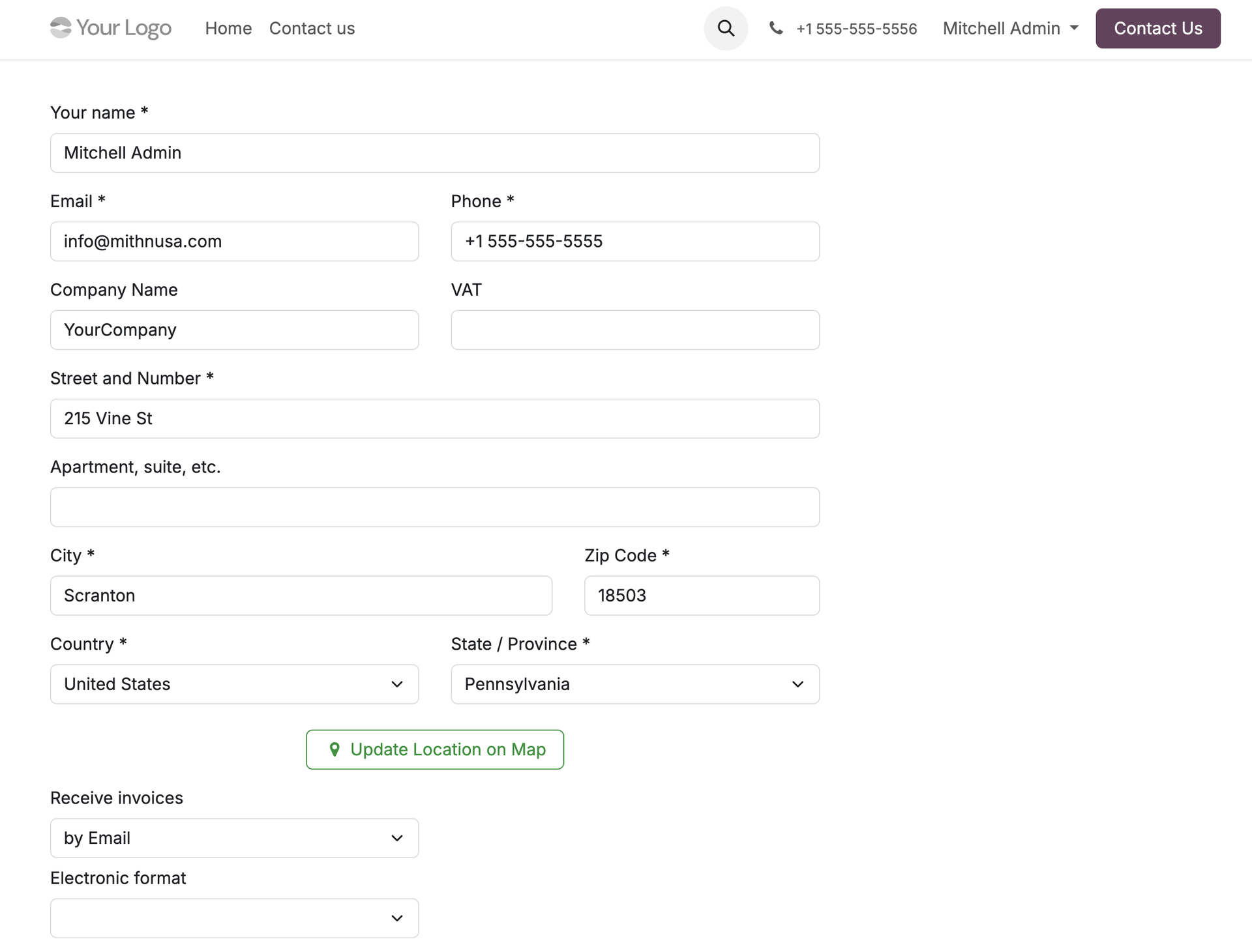 New 'Pinpoint on Map' button on the portal 'My Address' form page opens an interactive Mapbox map where customers can set their exact location — reducing failed deliveries and address cleanup