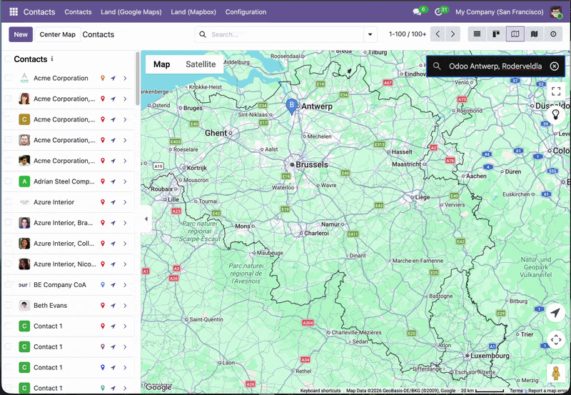 Click-to-create contact or lead from map