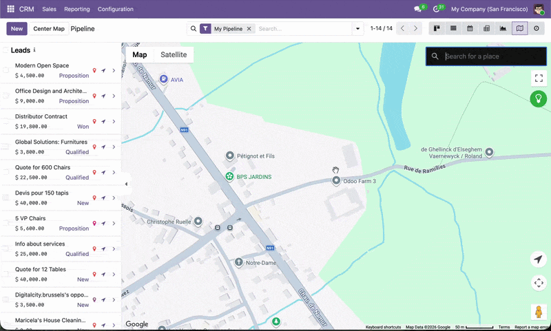 Click-to-create lead from map click