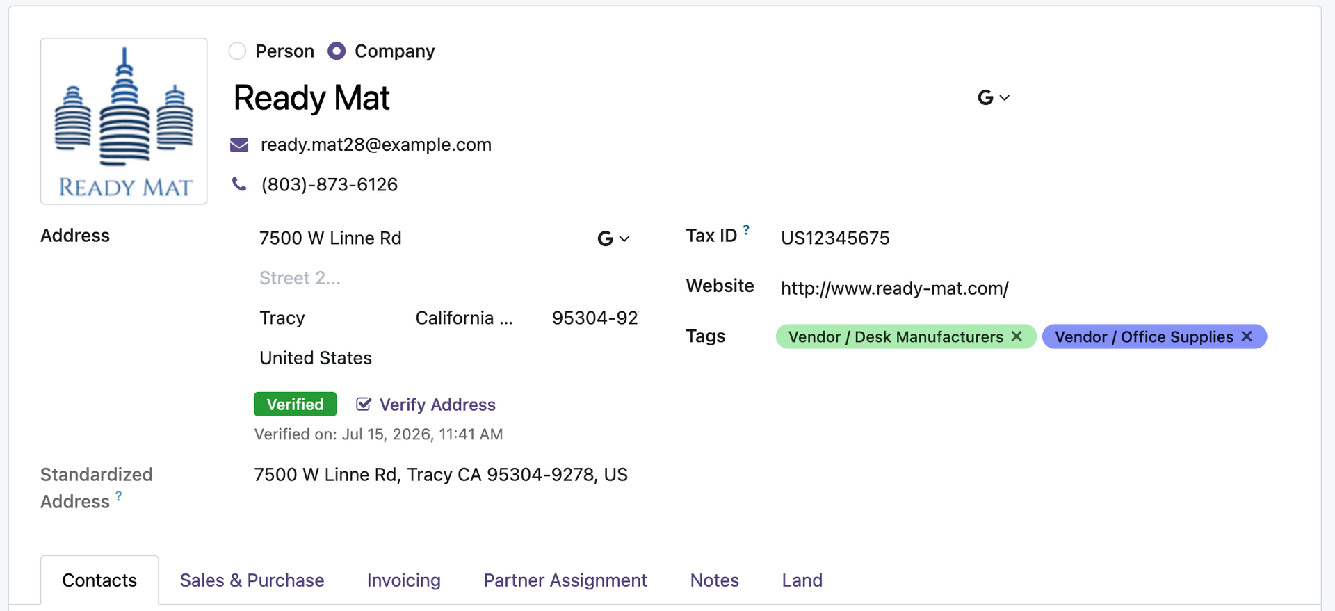 Verification status badge and sandbox indicator