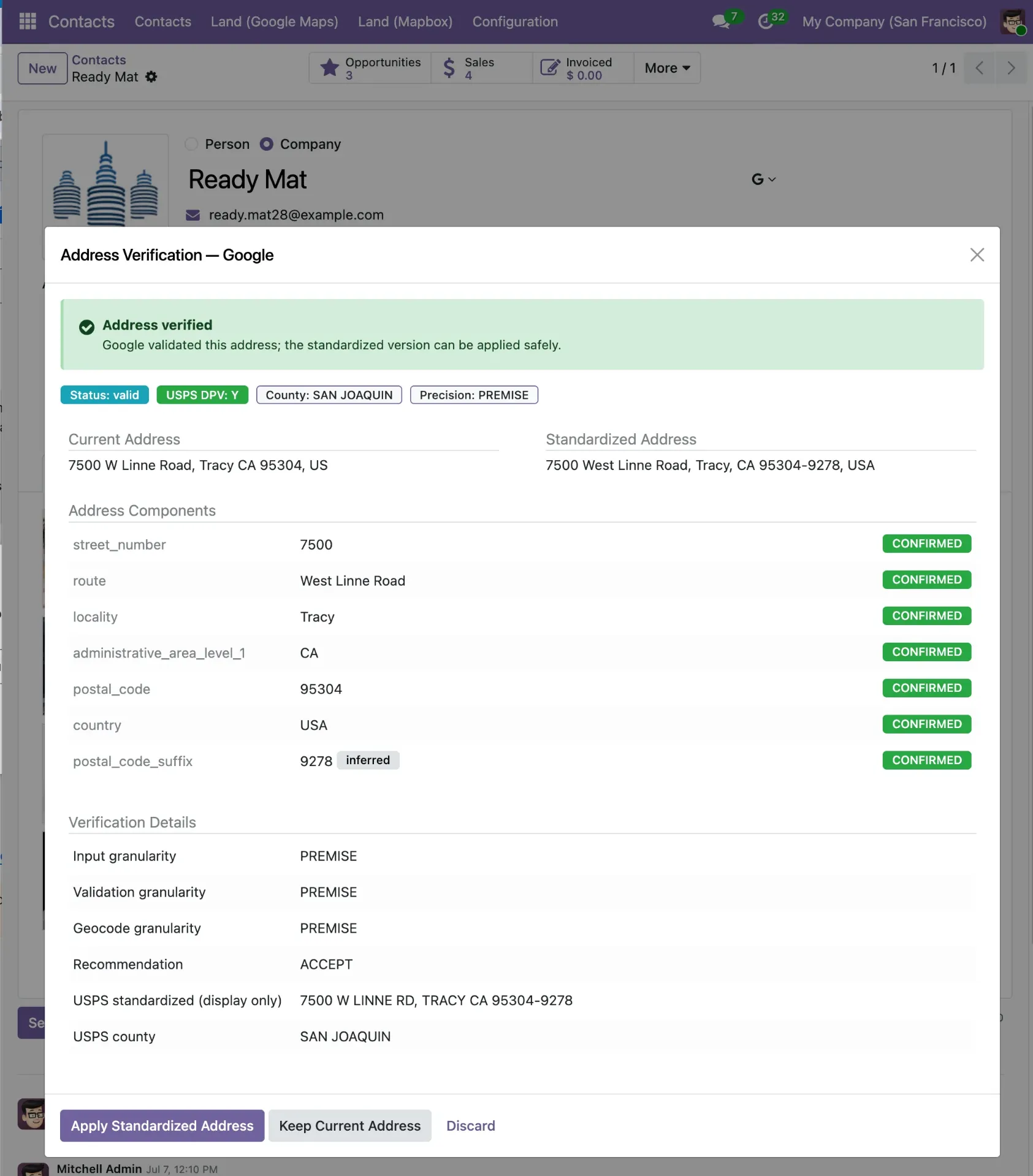 [19.0] Contacts Address Validation - Google