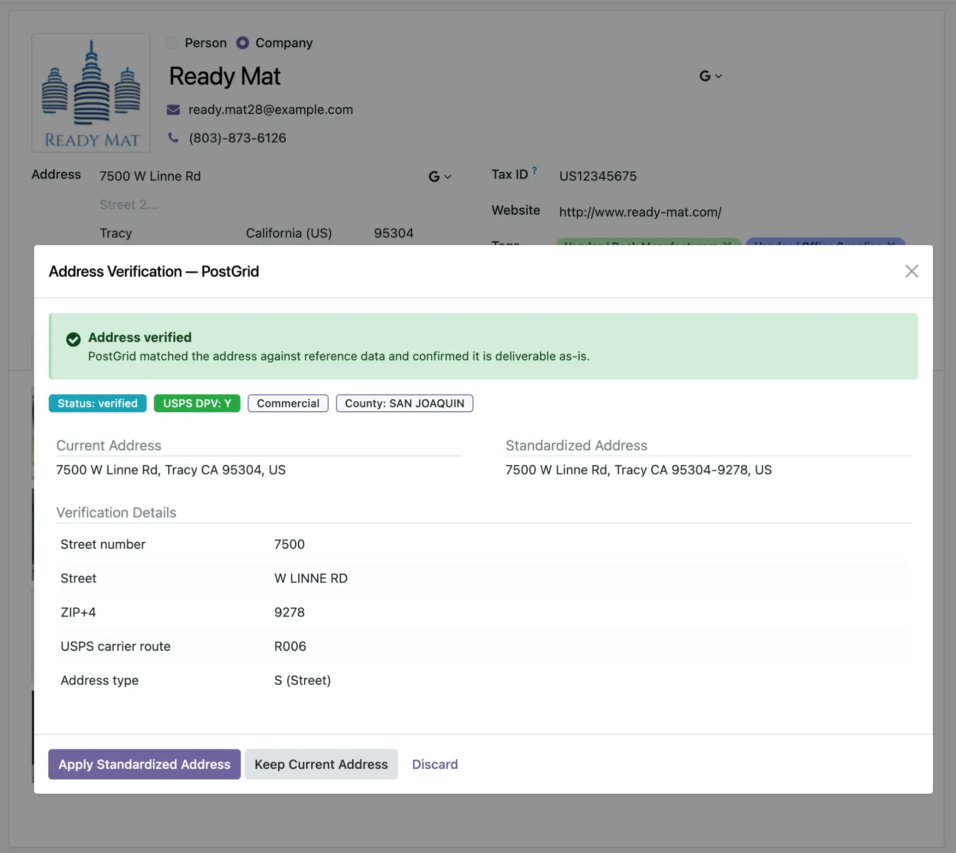 [19.0] Contacts Address Validation - PostGrid
