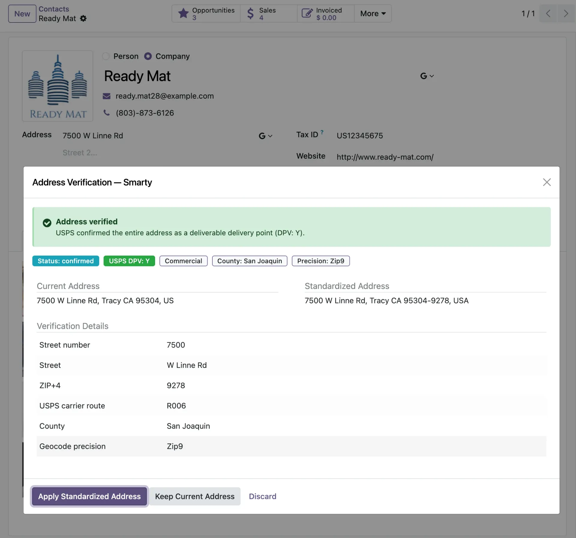 [19.0] Contacts Address Validation - Smarty