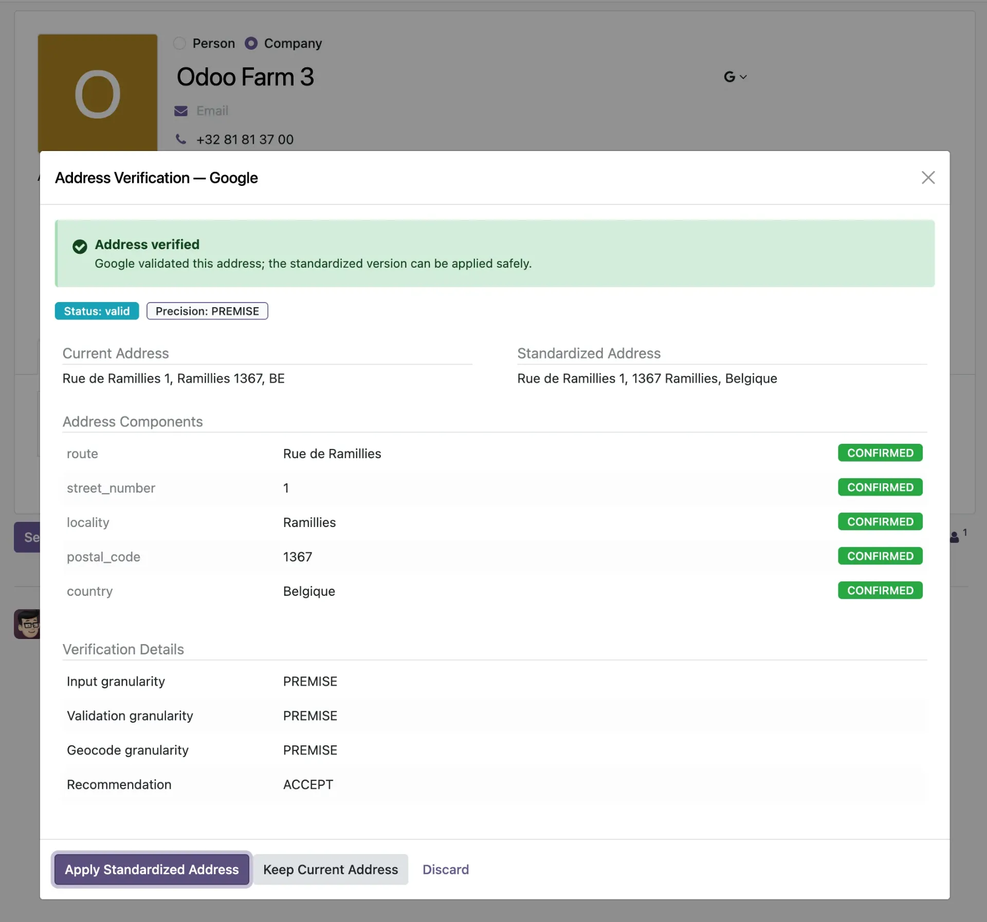 [19.0] Contact Address Validation — Full Suite